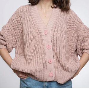 Babaa Chunky Cotton Cardigan No. 18 in Plum Blossom